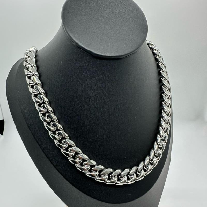 Cadena Cubana de Acero Inoxidable Silver - Vista frontal