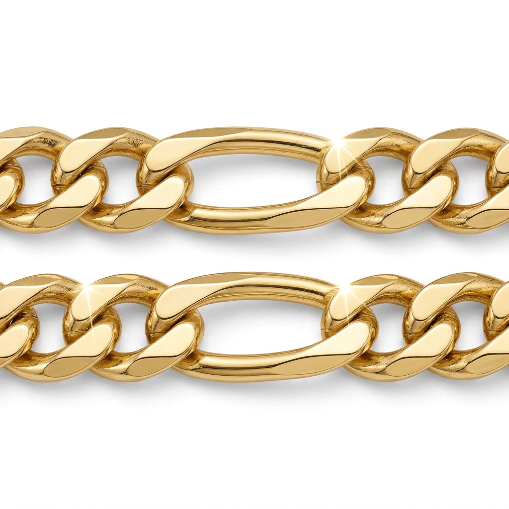 14K gold-plated Figaro chain - close-up of the links