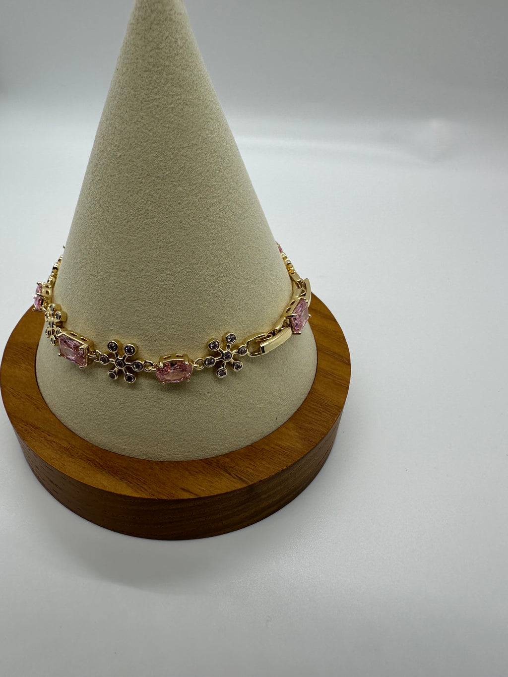 Pink Floral Gold-Plated Women’s Bracelet