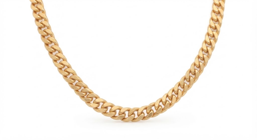 Gold-plated fine Cuban chain 3mm - full length view