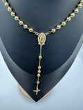 Gold-Plated Rosary Necklace with Crucifix – 24 Inch