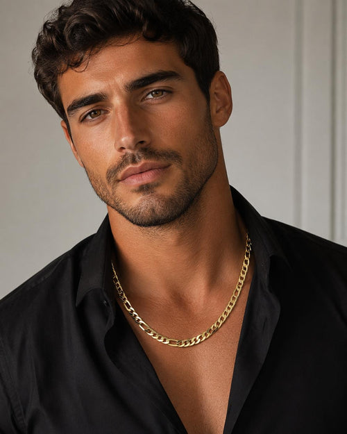 14K gold-plated stainless steel Figaro chain - front view
