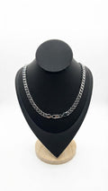 Silver stainless steel Cuban chain 6mm with secure clasp - front view