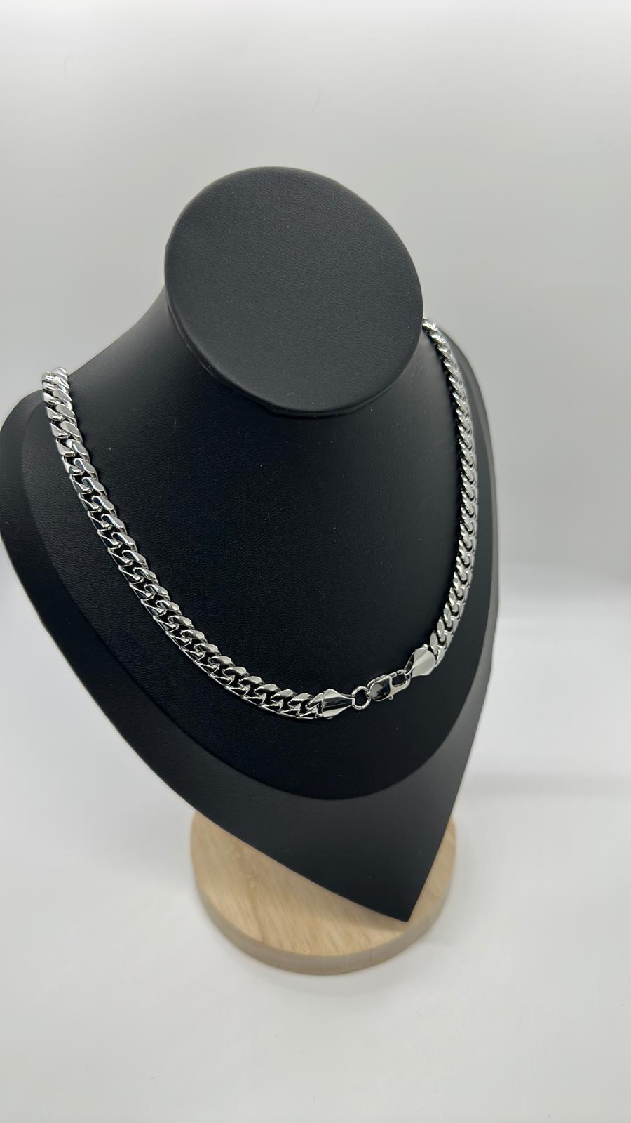 Silver stainless steel Cuban chain 6mm - 22 inches